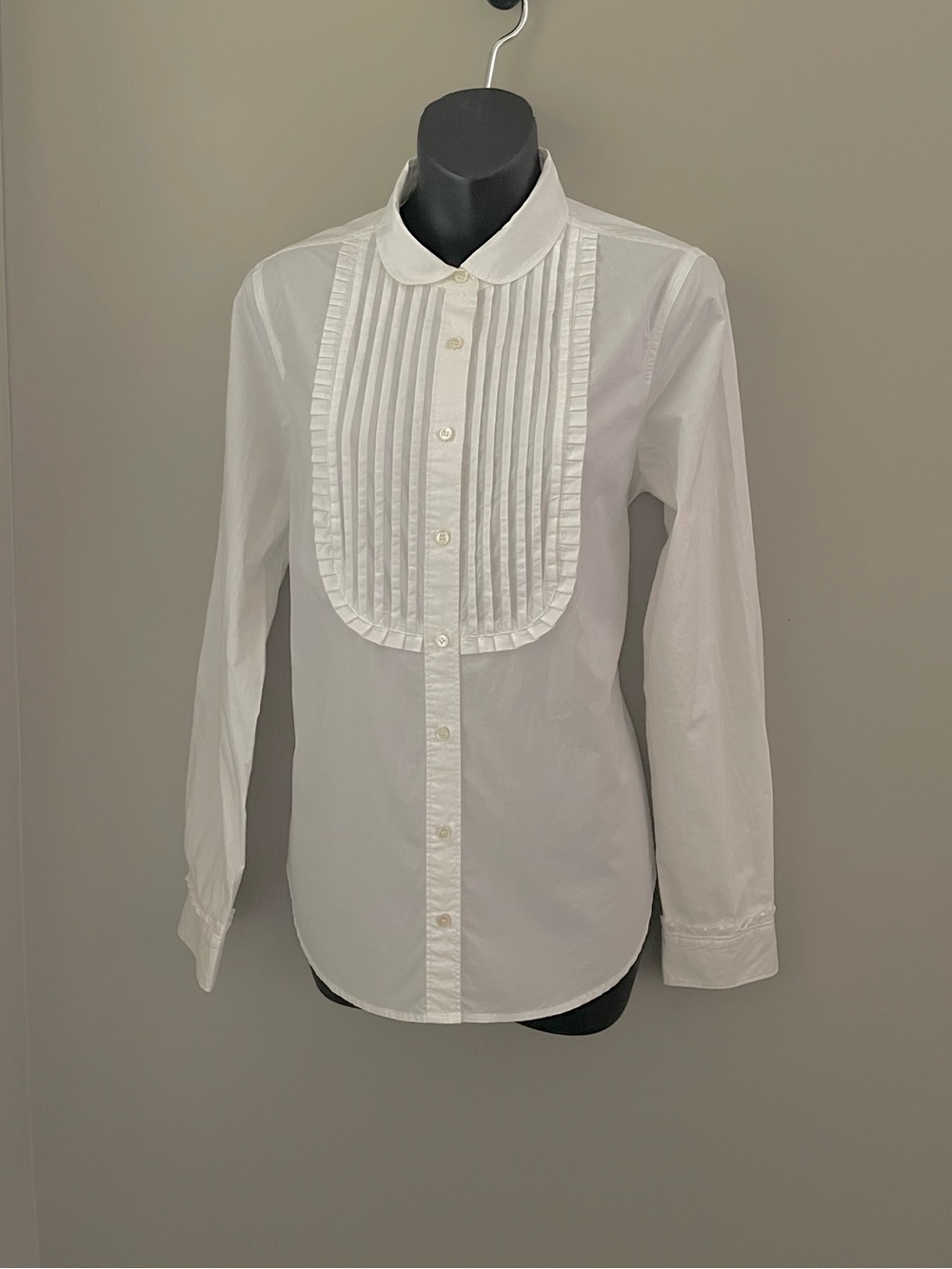 J. Crew White Tuxedo Bib Button Down Shirt
